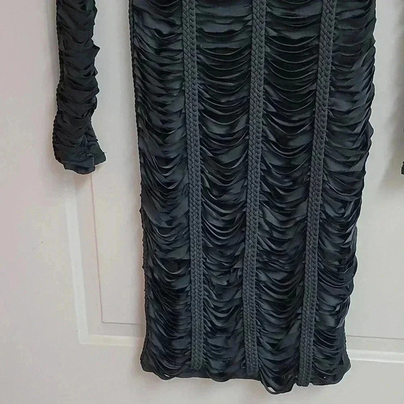 Siege' Charcoal Grey Laser Cut Braided Dress - House of CB - Picture 4 of 13